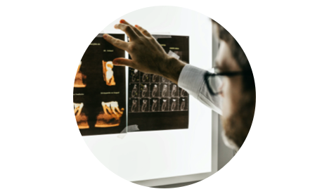 Dentist in Notting Hill Area looking at the patients x ray